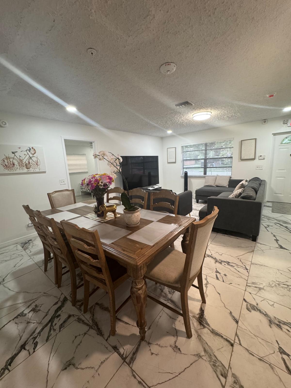 The dining table where residents eat together